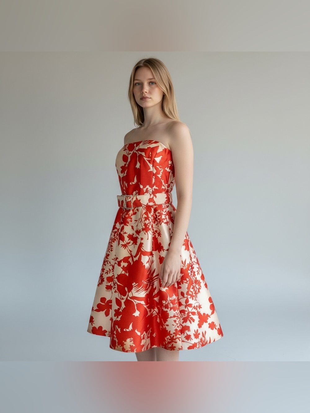 Rickie Freeman for Teri Jon Garden Party Dress Silk Wool Size 8 Knee Length